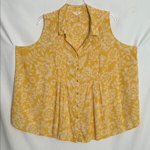 Terra & Sky Yellow Floral Button-Up Blouse